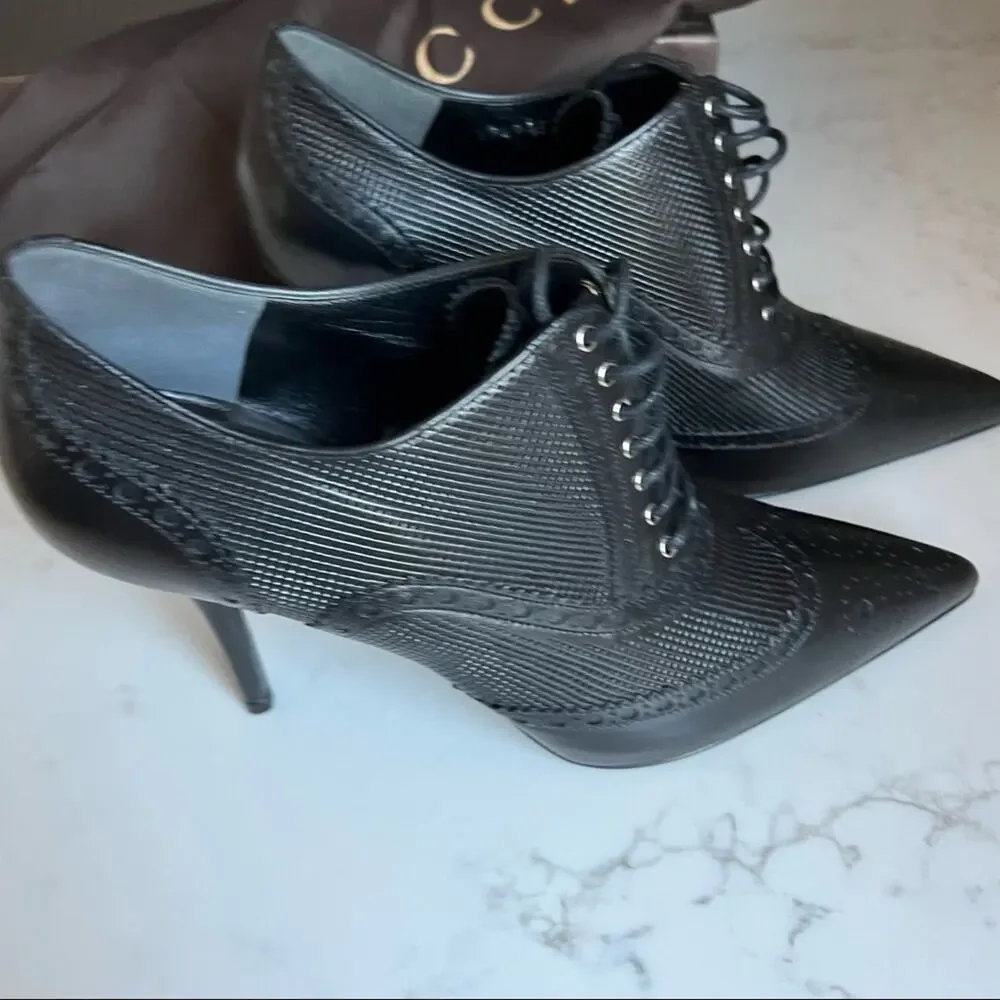 New Gucci Malaga Black Ankle Bootie Pointed Toe Womens size 38 1/2 (EU)